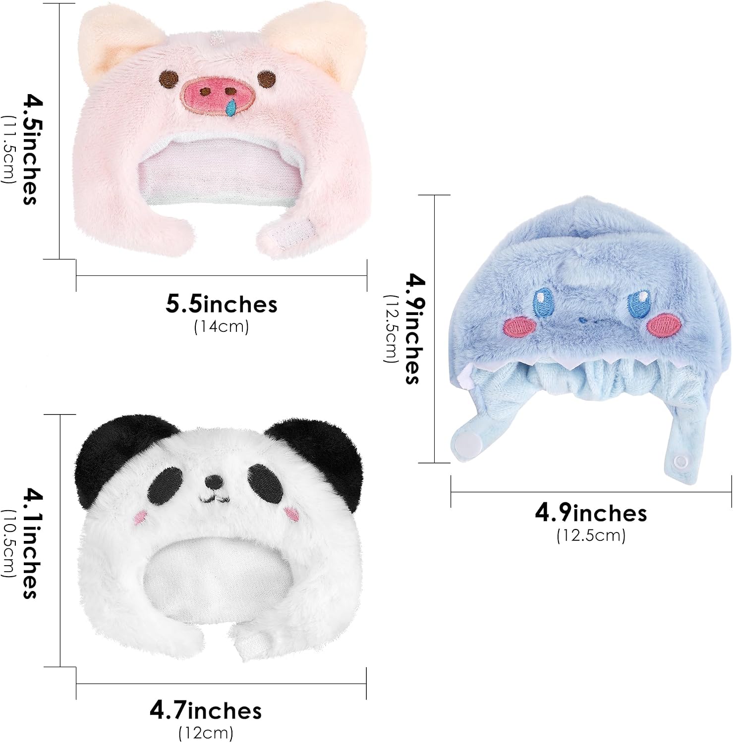 3 Pcs Animal Style Costume Set Compatible with Eilik Robot, Soft Plush Pig Panda Elephant Headwear Bundle, Wearable Dressing Accessories (Robot Not Included)