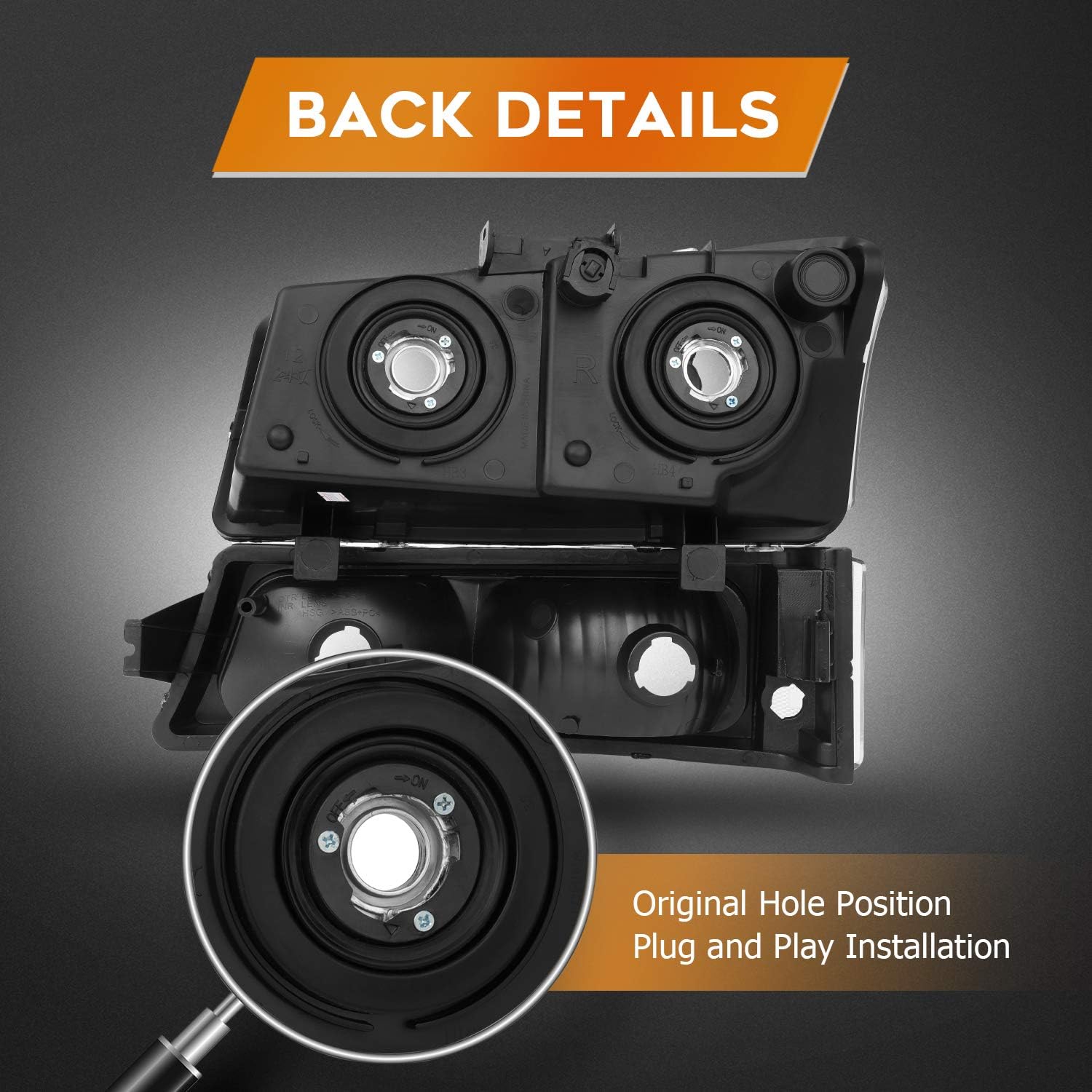 Headlight Assembly for Chevrolet Avalanche 1500 2003-2006 for Chevrolet Avalanche 2500 2003-2006 Black Housing Clear Reflector Clear lens Driver and Passenger Side Headlamp