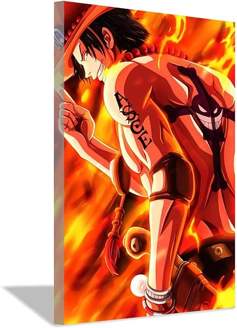 Amazon ワンピースアニメキャラクターエースポスターキャンバス絵画リビングルームの装飾のための壁アートアニメファンの部屋の装飾ギフトx30cm 8x12inch 内枠 ウォールステッカー オンライン通販