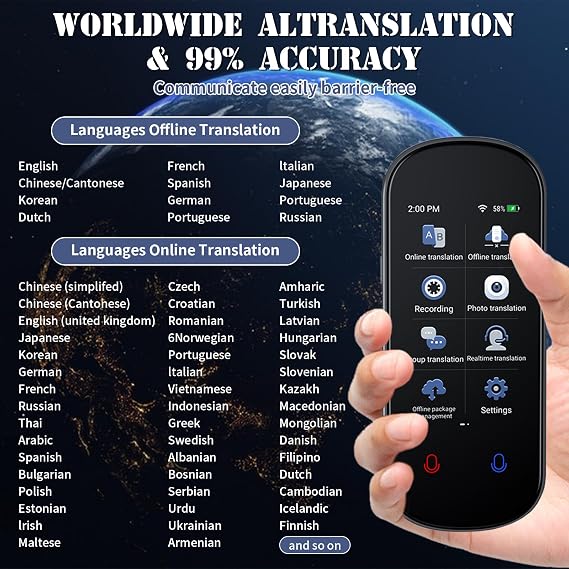 Language Translator Device, Instant Voice Translation 139 Languages