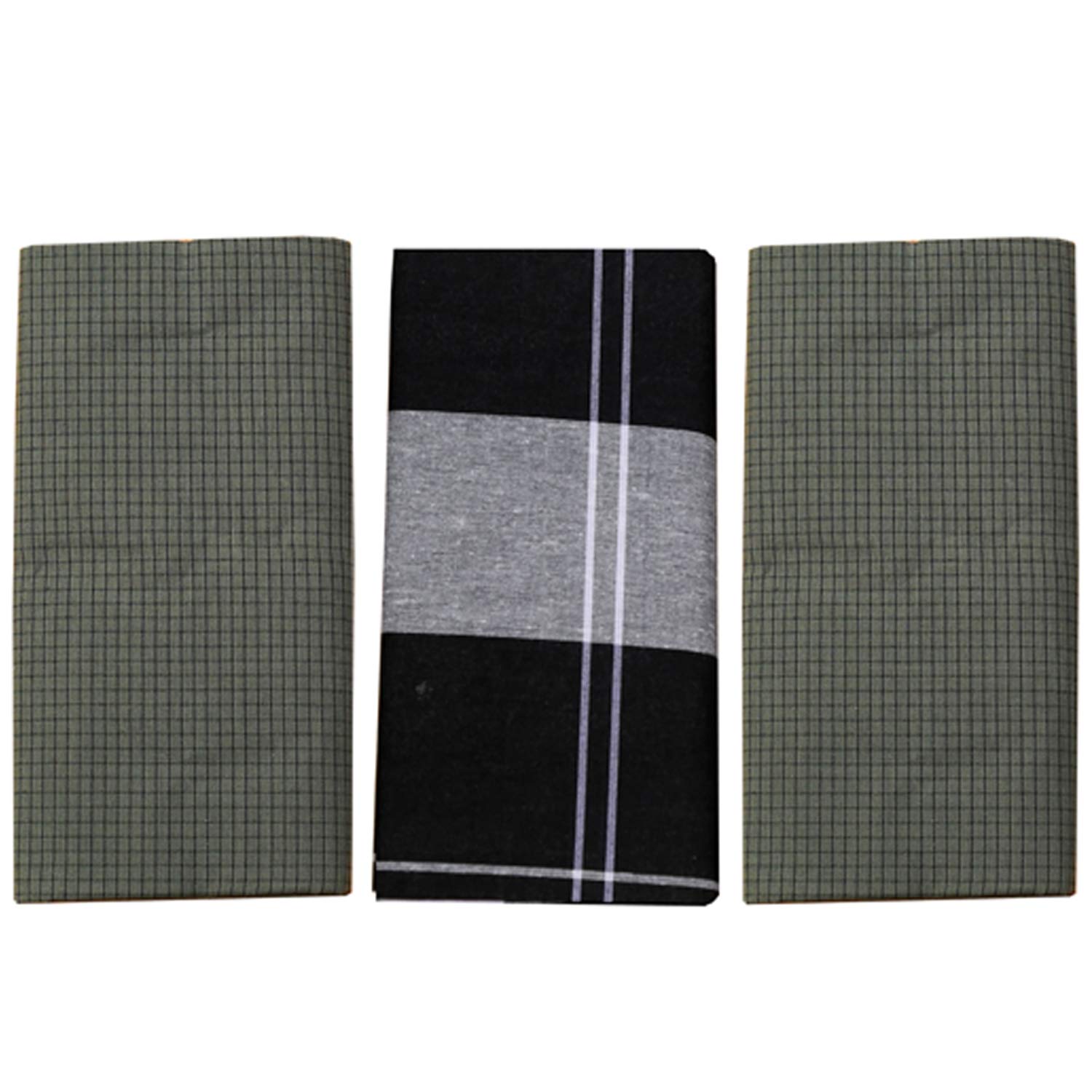 Premium Multi Color Cotton Checkered Lungi for Men's, Combo of 3, Size-2.25meters (Lungis)