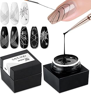 SAVILAND 2 PCS Spider Gel Set: Black & White Spider Gel for Nail Art Soak off Gels U V LED Good Toughness and Elasticity Easy To Use for Beginner Manicurist Home Salon Use