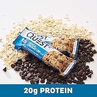 Vista 4 de Quest Nutrition Oatmeal Chocolate Chip Protein Bars, 20g Protein, 1g Sugar, 5g Net Carb, Gluten Free, Keto Friendly, 12 Count