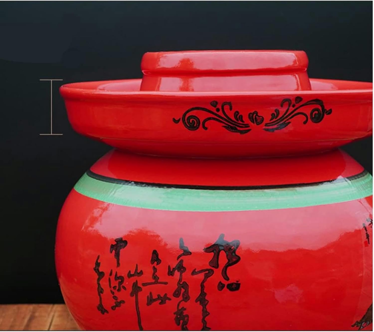 Red Traditional Chinese Porcelain Pickle Jar, Ceramic Fermentation Crock Pickling Pot,Fermenting Jar with Water Seal Airlock Lid Stoneware Fermenter for Kimchi 6.5KG*1
