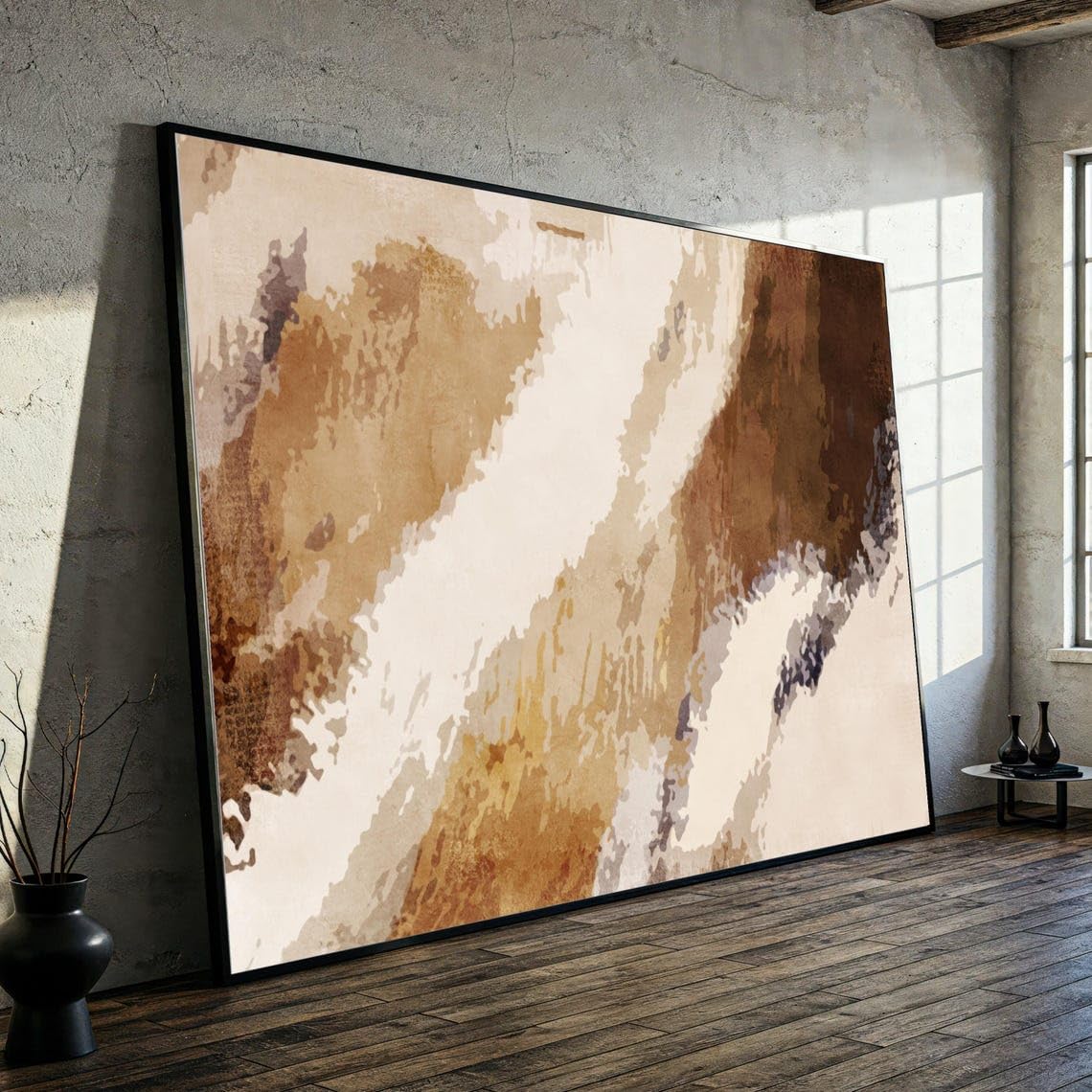 XBTYKPB Vintage Abstract Brown Canvas, Neutral Tones Wall Art, Earthy Canvas Decor, Rustic Home Accent, Ready to Hang Painting(21x30cm/Frameless)