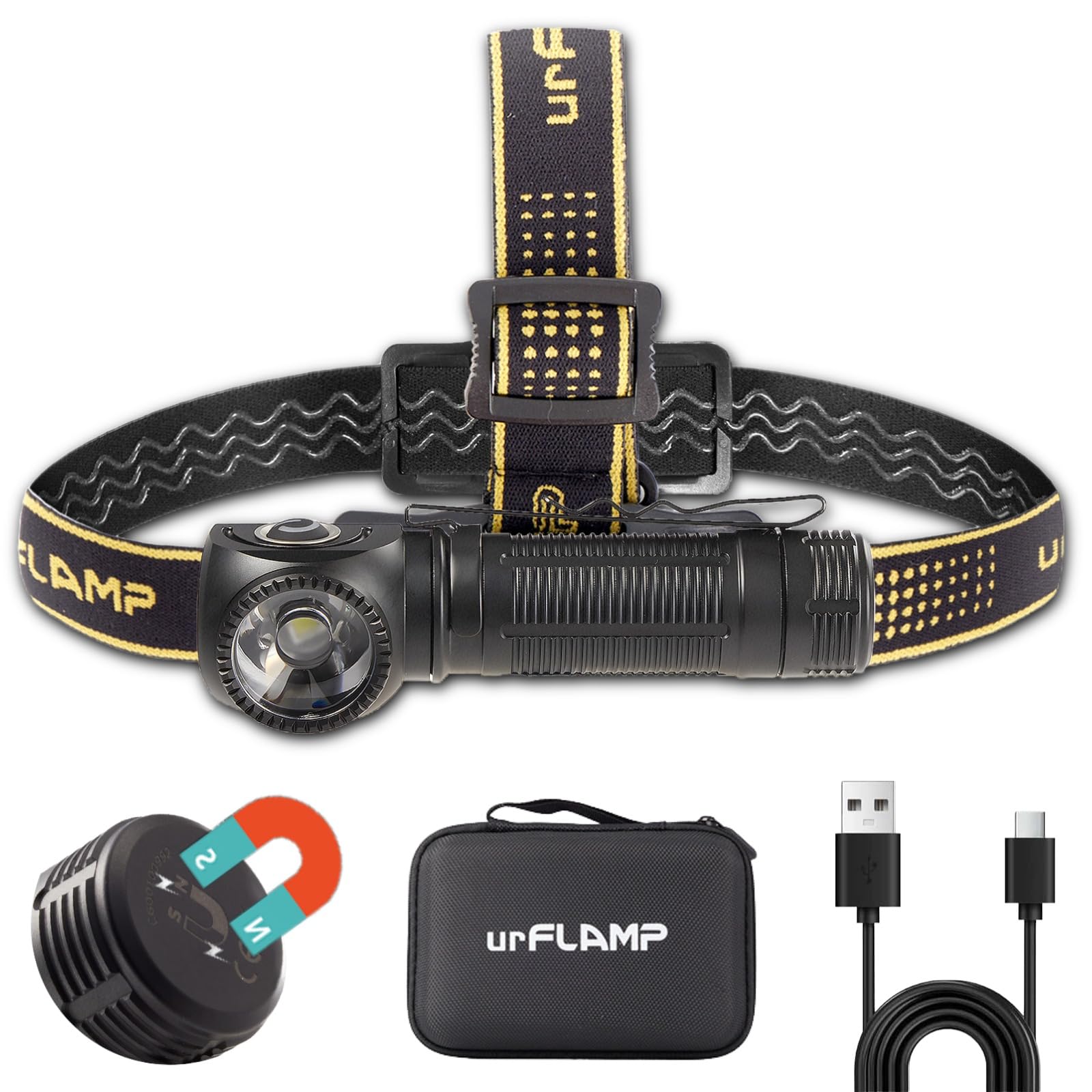 2000 Lumen wiederaufladbare Stirnlampe, Näherungssensor-Stirnlampe & rechtwinklige LED-Taschenlampe, Magnetfuß, TIR-Linse, IP68 wasserdicht, Freisprech-Sensorsteuerung