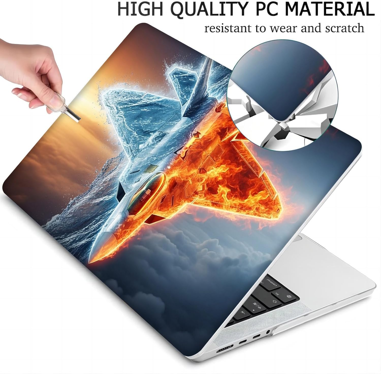 Compatible with MacBook Neo 13-inch, Hard Shell Case with Keyboard Cover and Screen Protector (A3404 A18 Pro chip, 2026 Release) - Fighter Jet MC21007