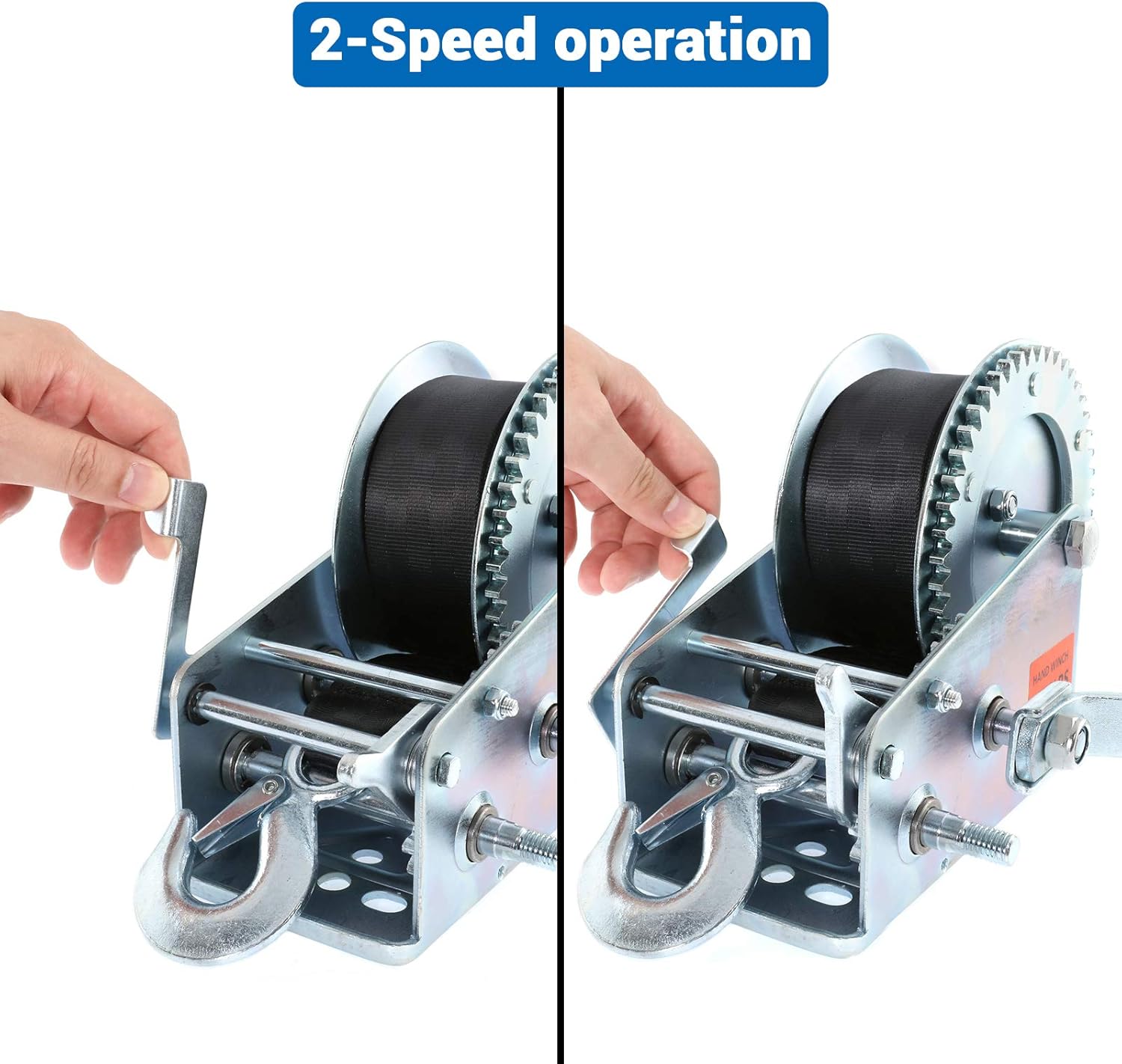 3200lbs Heavy Duty Hand Winch, AUXMART Boat Trailer Winch with 26FT Strap and Hook, 2 Ways Hand Cable Crank Winch for ATV, Boat, Truck, Trailer : Industrial & Scientific