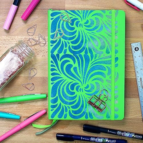 Miniatura 4 de DLY LIFESTYLE Plantilla bohemia para pintar sobre madera, lienzo, papel, tela, paredes y muebles, plantilla de líneas onduladas, 7 x 7 pulgadas,