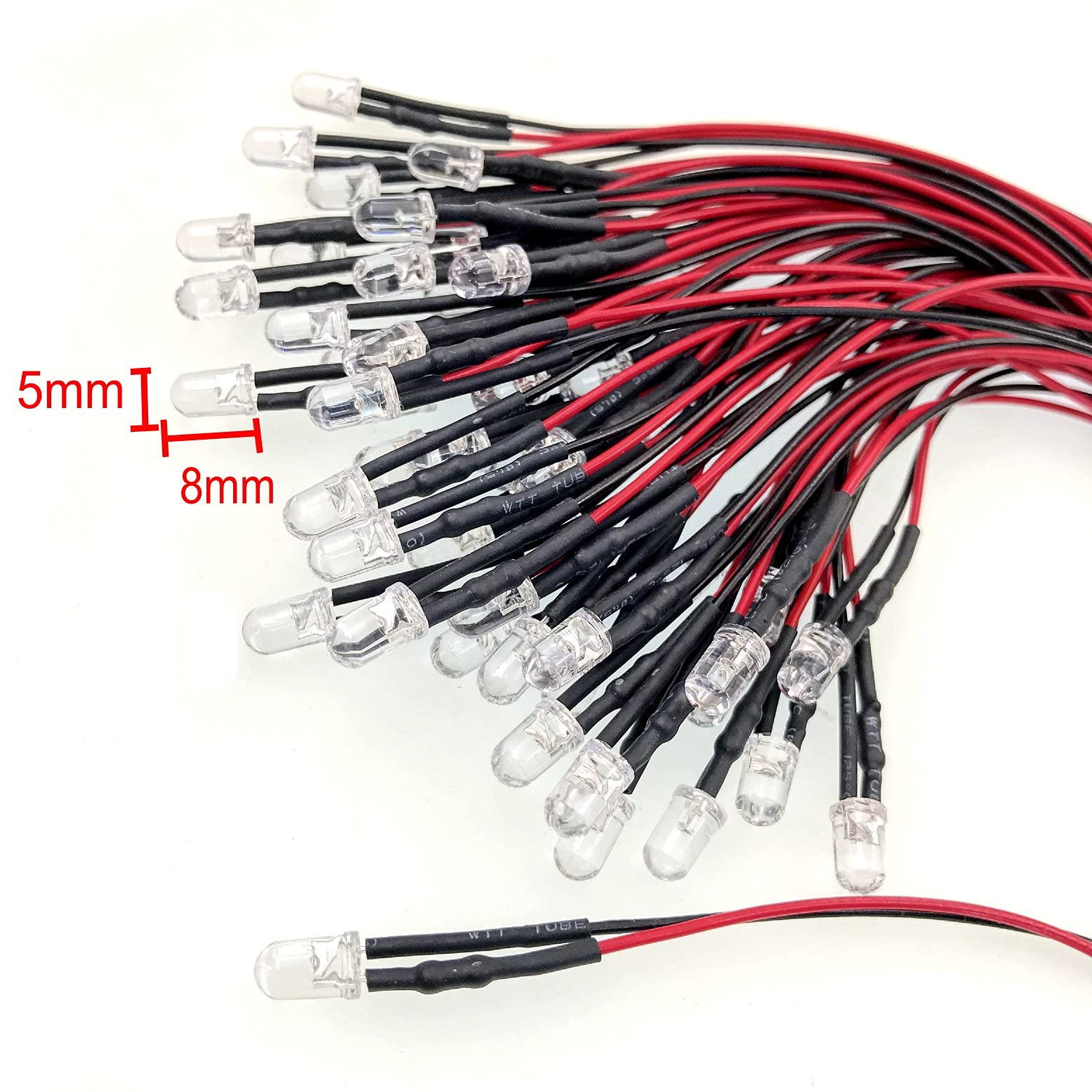 20 LED Rossi 5mm Ultra Luminosi Diffusi – Testa Piatta, Grandangolo, Per RC E Progetti Fai-da-te - 4