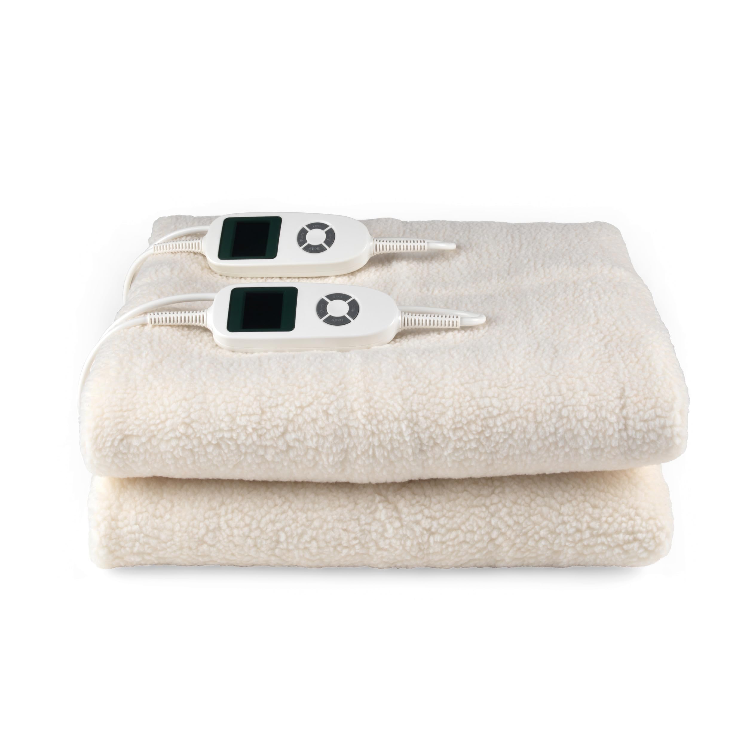 Kleeneze KL3750 Couverture chauffante multizonale pour lit double, 4 zones de chauffage pour le corps et les pieds, 9 réglages de chaleur, polaire douce, lavable en machine, 2 contrôleurs, minuterie
