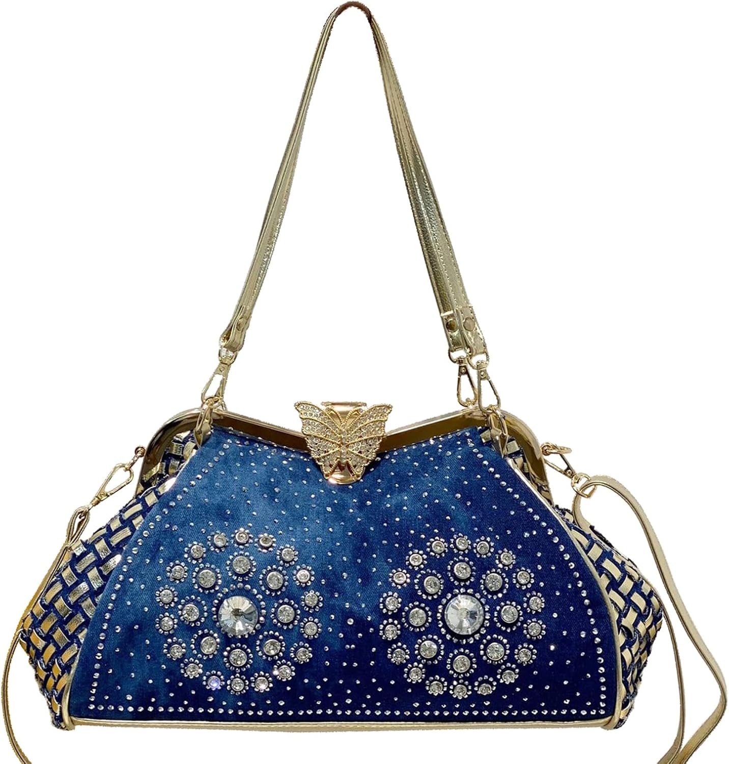 iPinee Bling Rhinestone Handbags for Women Woven Clutch