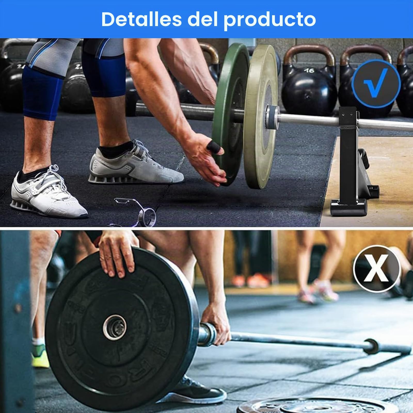 Levantador de pesas con mango antideslizante, perfecta descarga y cambio de placas de peso, para peso muerto, levantamiento de potencia, entrenamiento de fuerza para el gimnasio en casa