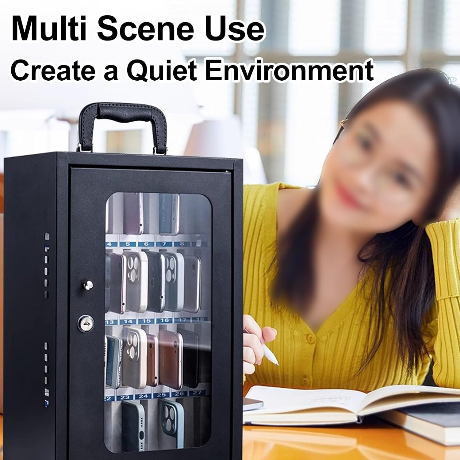 12/24/36/48/60 Slots Safe Deposit Box Metal Durable Mobile Phone Storage Cabinet with Lock Factory(19x21x23cm/7x8x9in)