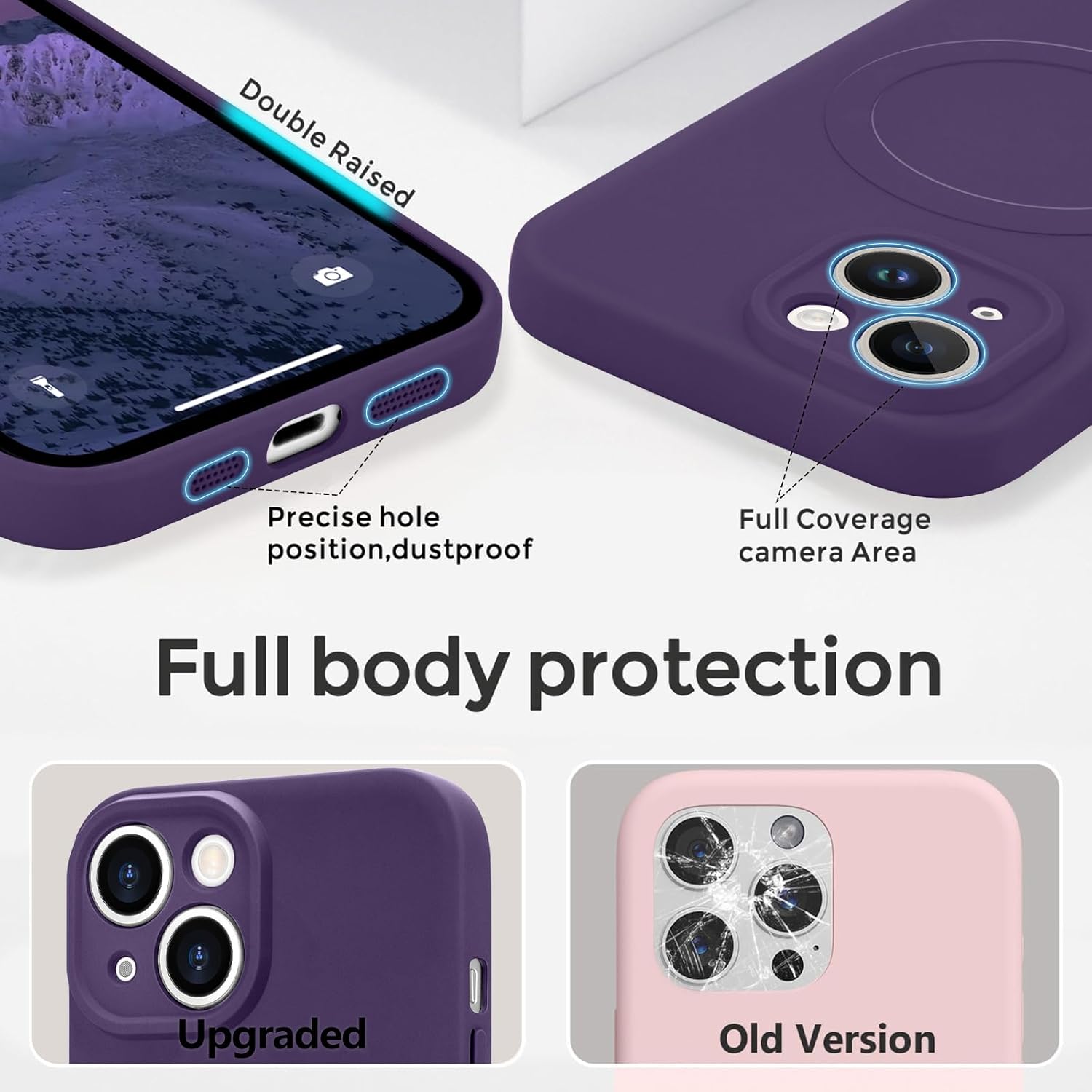 Magnetic for iPhone 13 Case, Compatible with MagSafe, Liquid Silicone Case,Soft Anti-Scratch Microfiber Lining for Men Women Shockproof Phone Case for iPhone 13 Dark Purple - Image 2