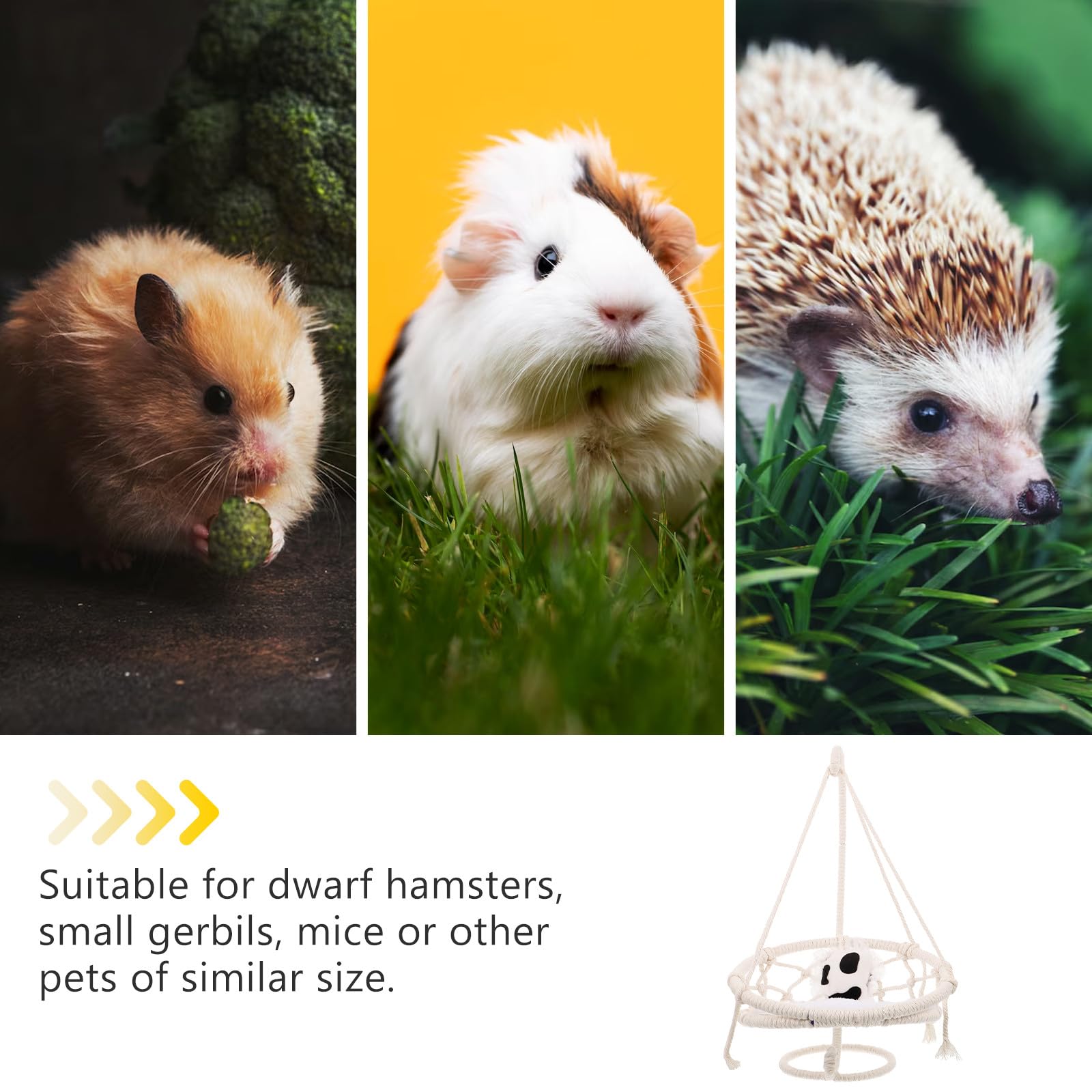 Hamster Hängematte Schlafnest aus Baumwollseil Beige für Kleintiere