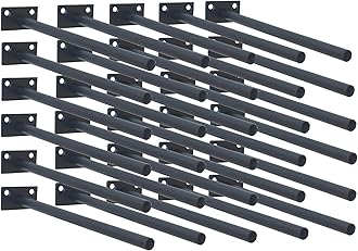 30 Pcs 10" Black Steel Floating Shelf Bracket Blind Shelf Supports - Hidden Brackets for Floating Wood Shelves - Concealed Blind Shelf Support – Screws and Wall Plugs Included