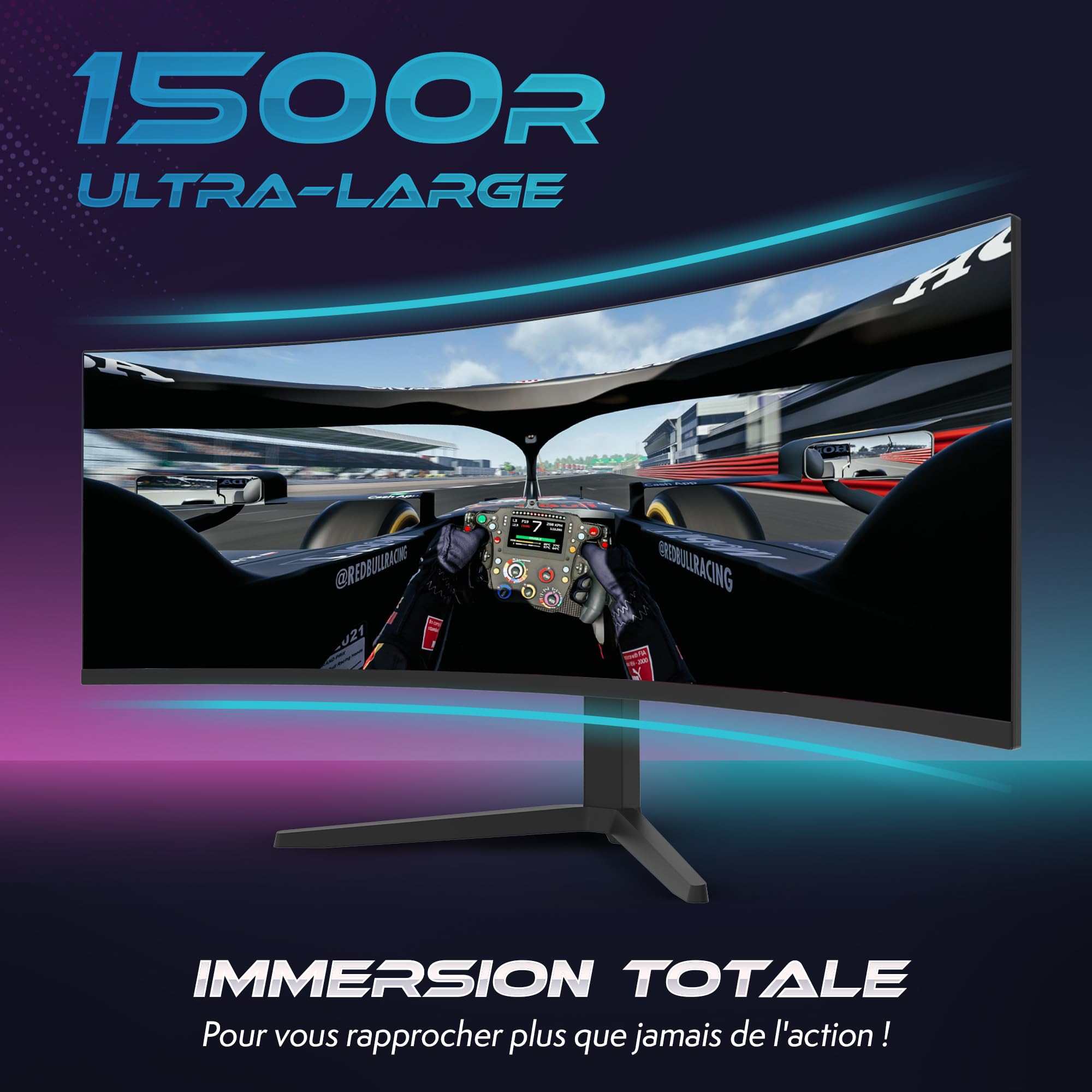 VIBOX 49 Pouces 165Hz Écran Gaming Incurvé Ultra-Large - DQHD, 1 ms, Adaptive Sync, HDMI et DisplayPort