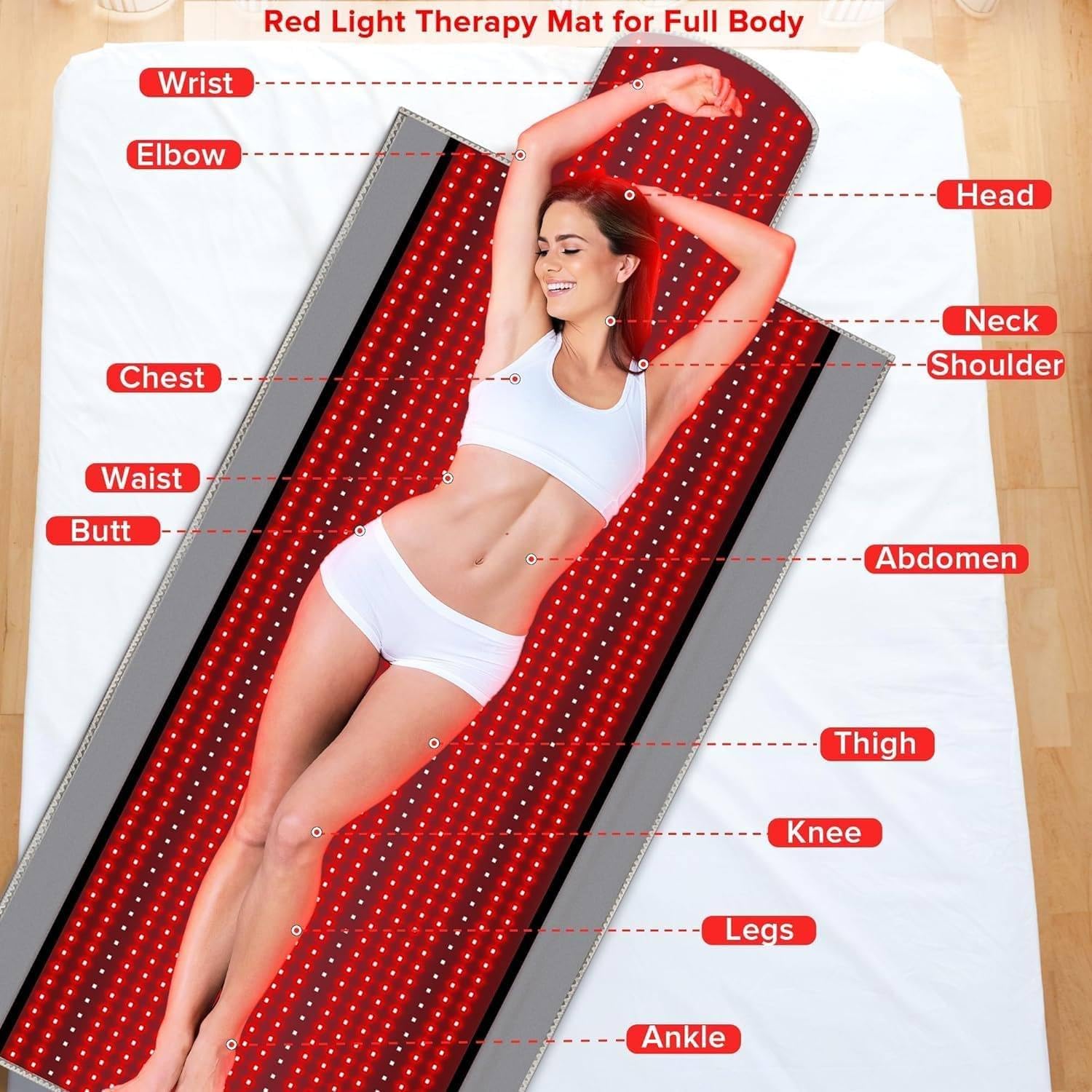 1370 perles Tapis de thérapie par la lumière rouge pour soulager tout le corps – coussin de thérapie par la lumière proche infrarouge, couverture de thérapie par la lumière rouge pour la maison