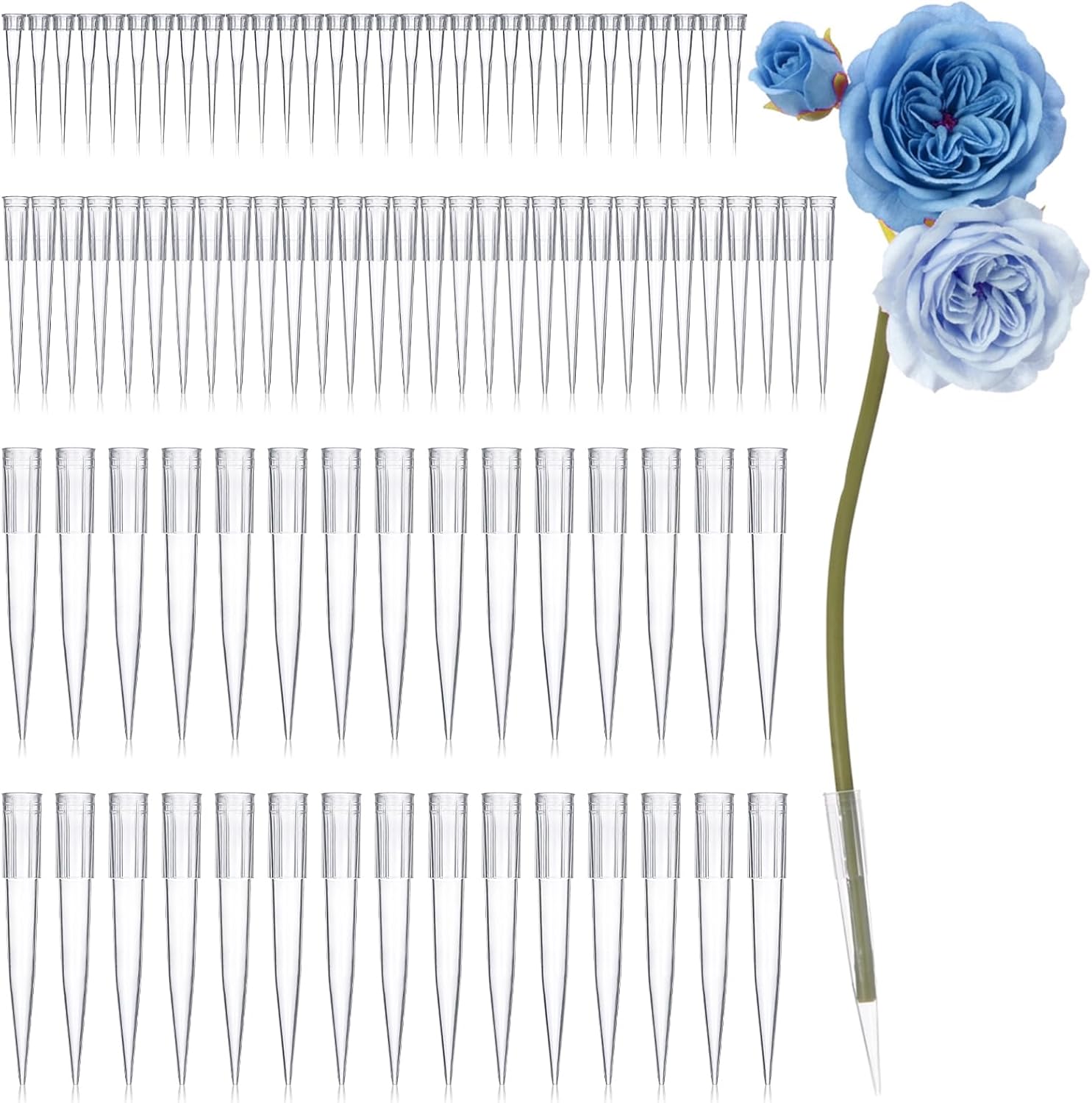 90pcs Plastic Flower Stems Tubes, Clear Pointed End Floral Tubes
