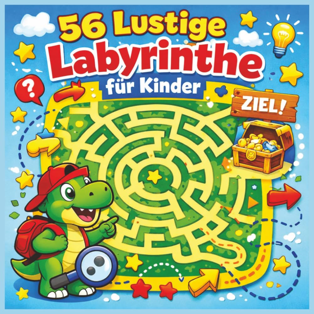 56 Lustige Labyrinthe für Kinder: Aktivitätsbuch mit Rechteckigen, Kreisförmigen, Sechseckigen und Waben-Labyrinthen – Rätselspaß für Kinder