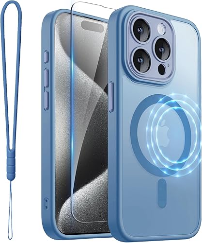 Miniatura 26 de ROYBENS Funda transparente mate para iPhone 14 Pro-Max compatible con Magsafe, protección completa de lente de cámara, protector de pantalla, correa