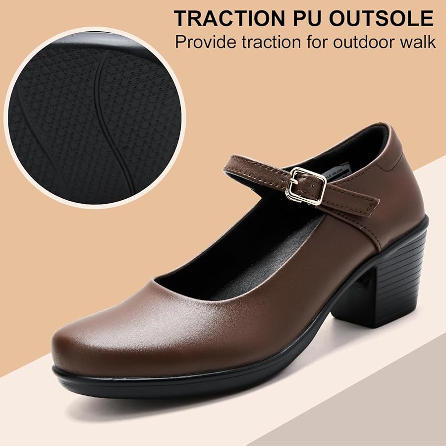 Zapatos De Tacón Alto Grueso A Prueba De Golpes Mary Jane Para Mujer Con Zapatos De Vestir Clásicos Y Cómodos Para Mujer, 6