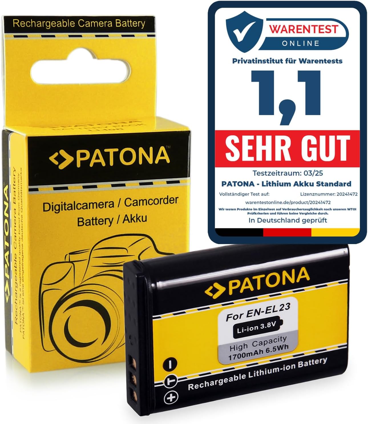 PATONA Battery EN-EL23 compatible with Nikon Coolpix P600, P610, P900, S810c