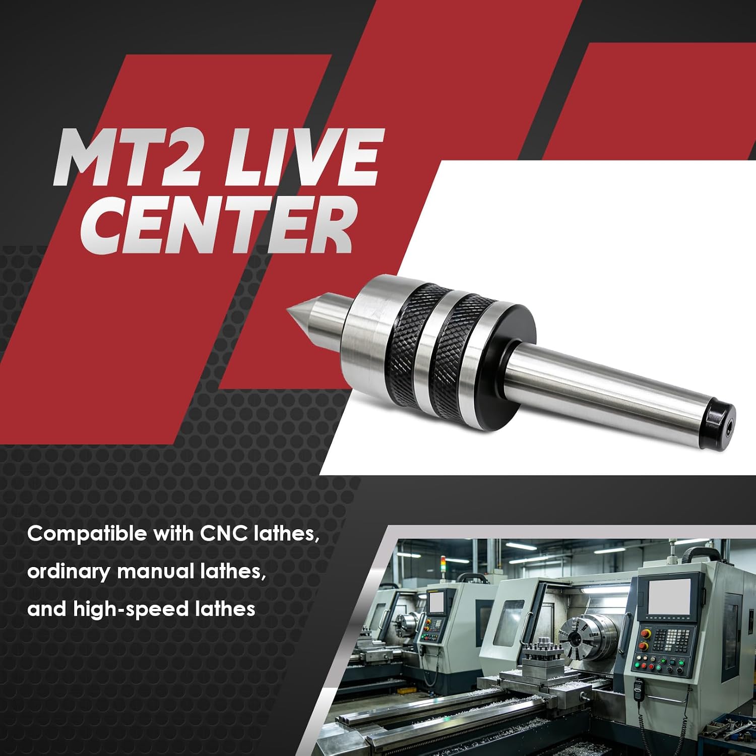Nakkaa MT2 Medium Duty Live Center Triple Bearing Lathe Medium Duty CNC