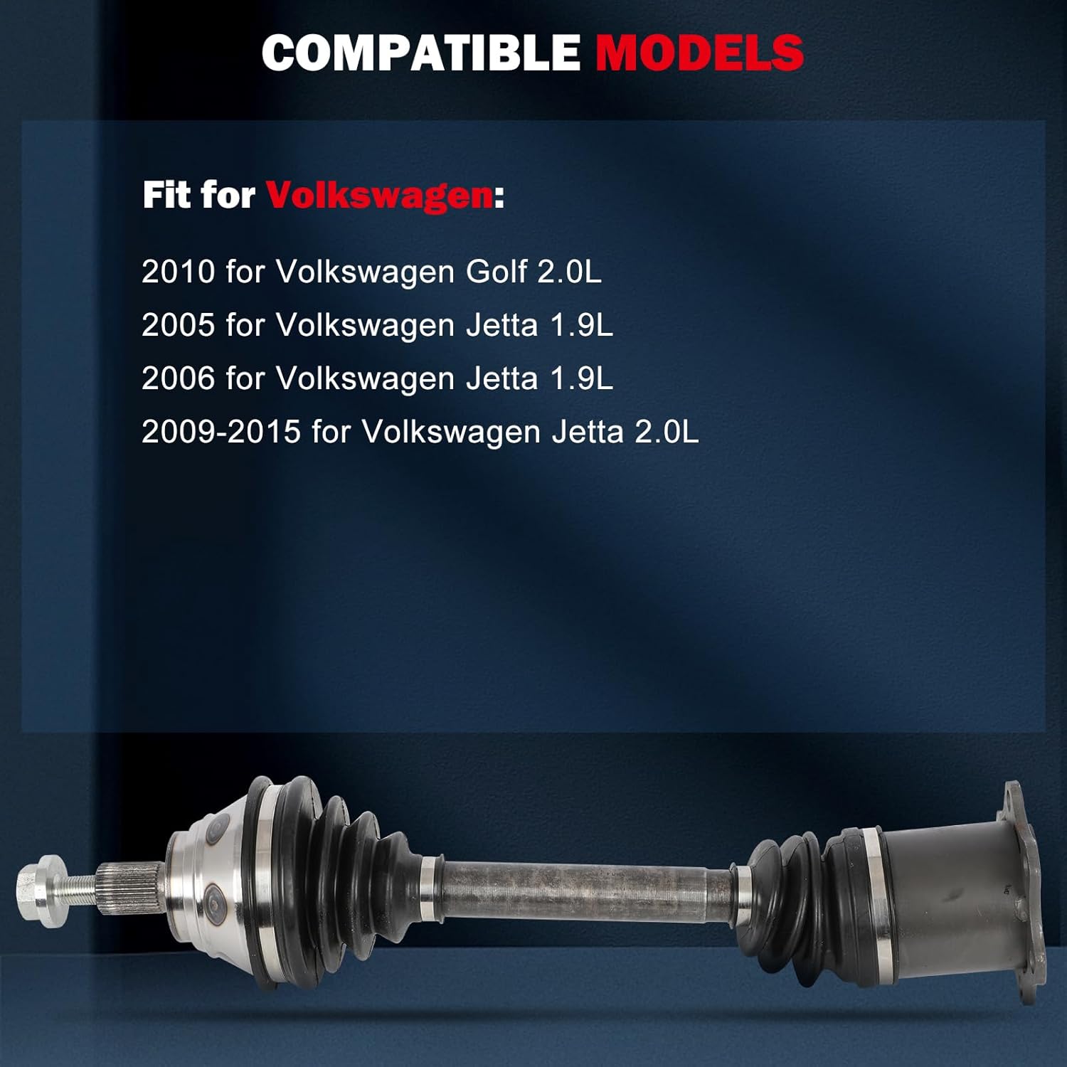 cciyu 66-7396 CV Axle Shaft Assembly Fit 2010 for Volkswagen Golf 2.0L,2005-2006 for Volkswagen Jetta 1.9L,2009-2015 for Volkswagen Jetta 2.0L Front Left Drive Side FWD