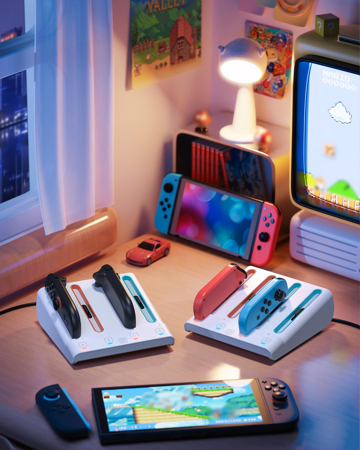 RGB Caricatore per Switch 2/Switch 1, FASTSNAIL Dock di ricarica compatibile con Switch 2 per Joycon 2, Controller accessorio per Switch 2/Switch 1