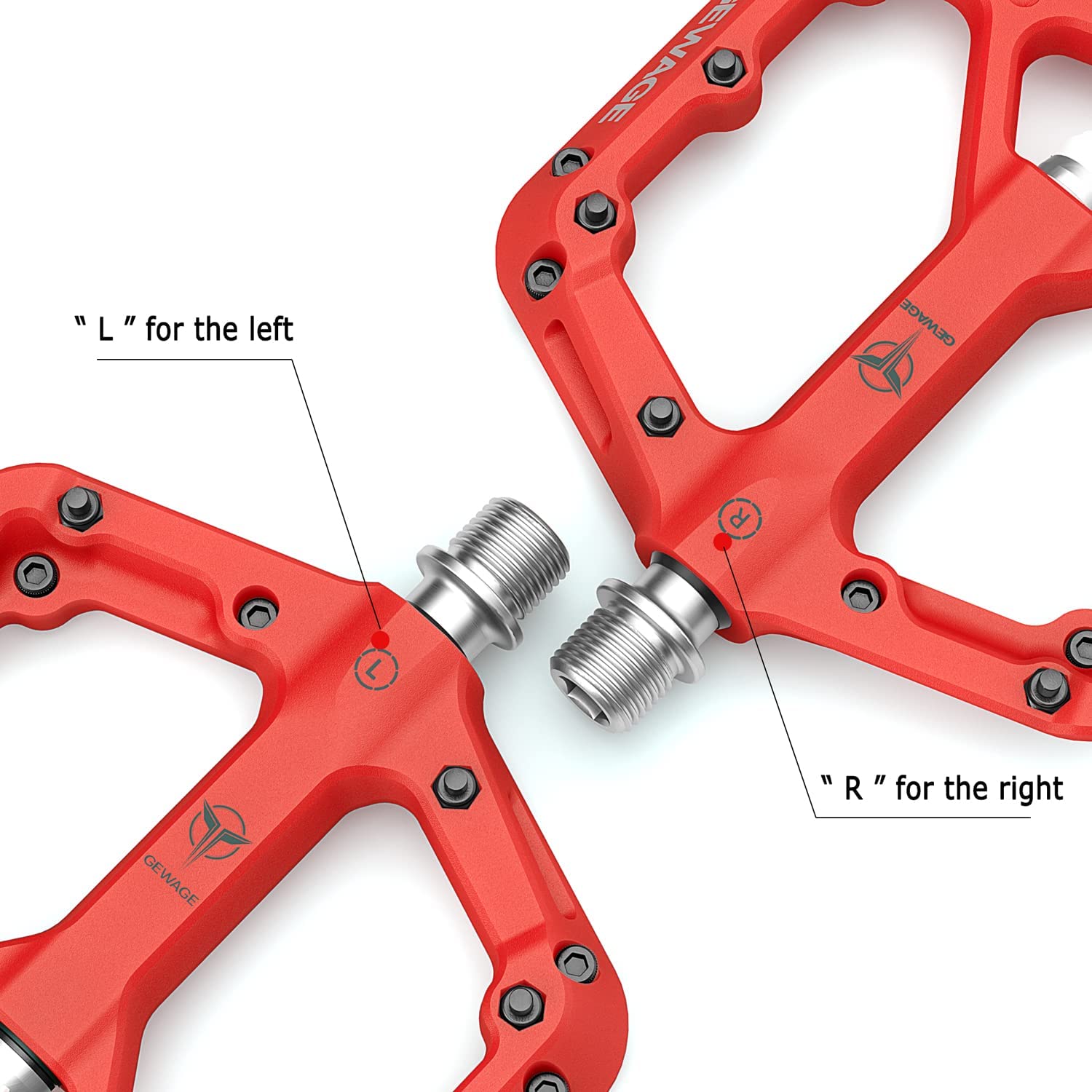 GEWAGE Pedali per mountain bike, pedali in fibra di nylon antiscivolo MTB, pedali per bicicletta da 9/16", pedali a piattaforma piatta leggeri e larghi