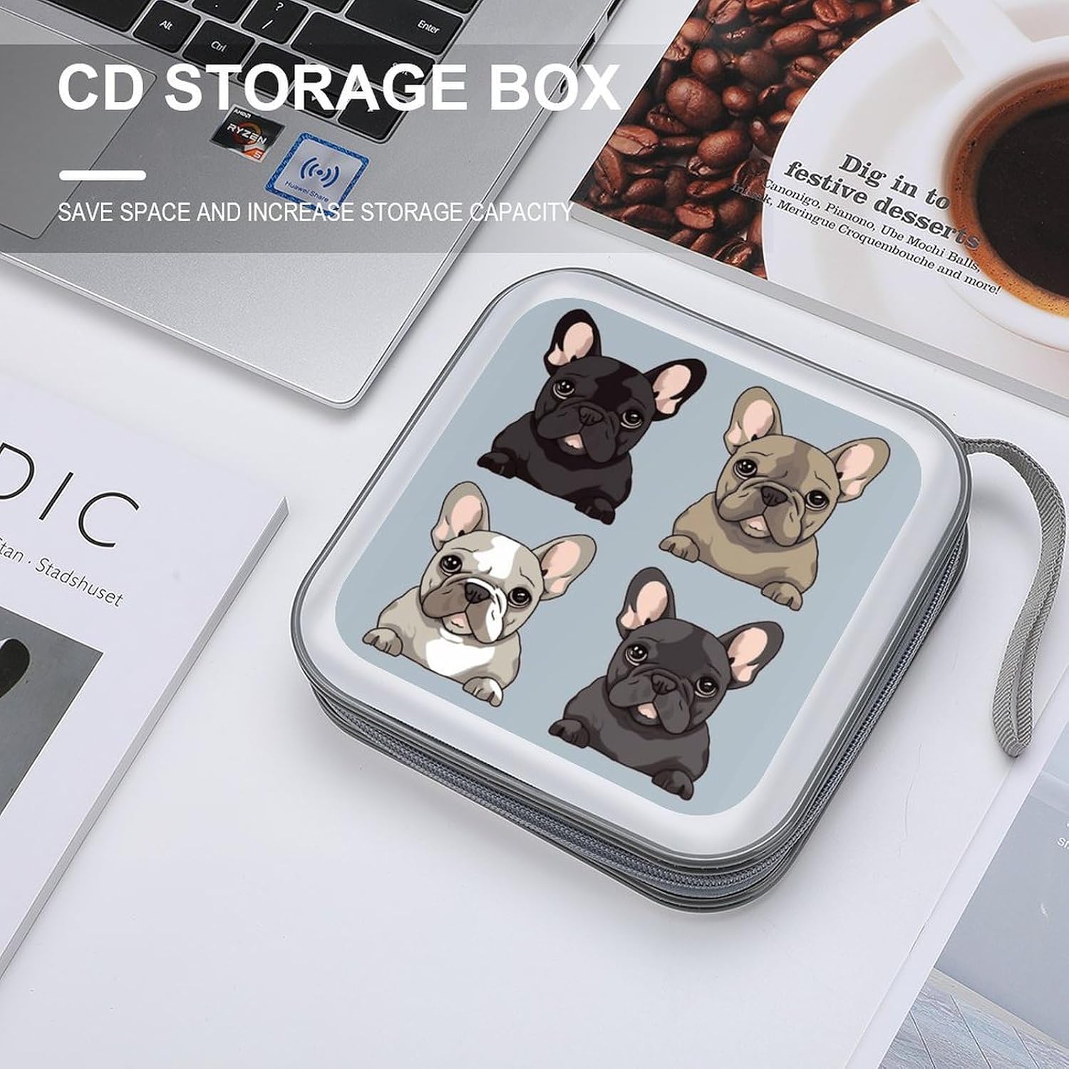 French Bulldog CD Case CD Storage Box DVD Sleeves