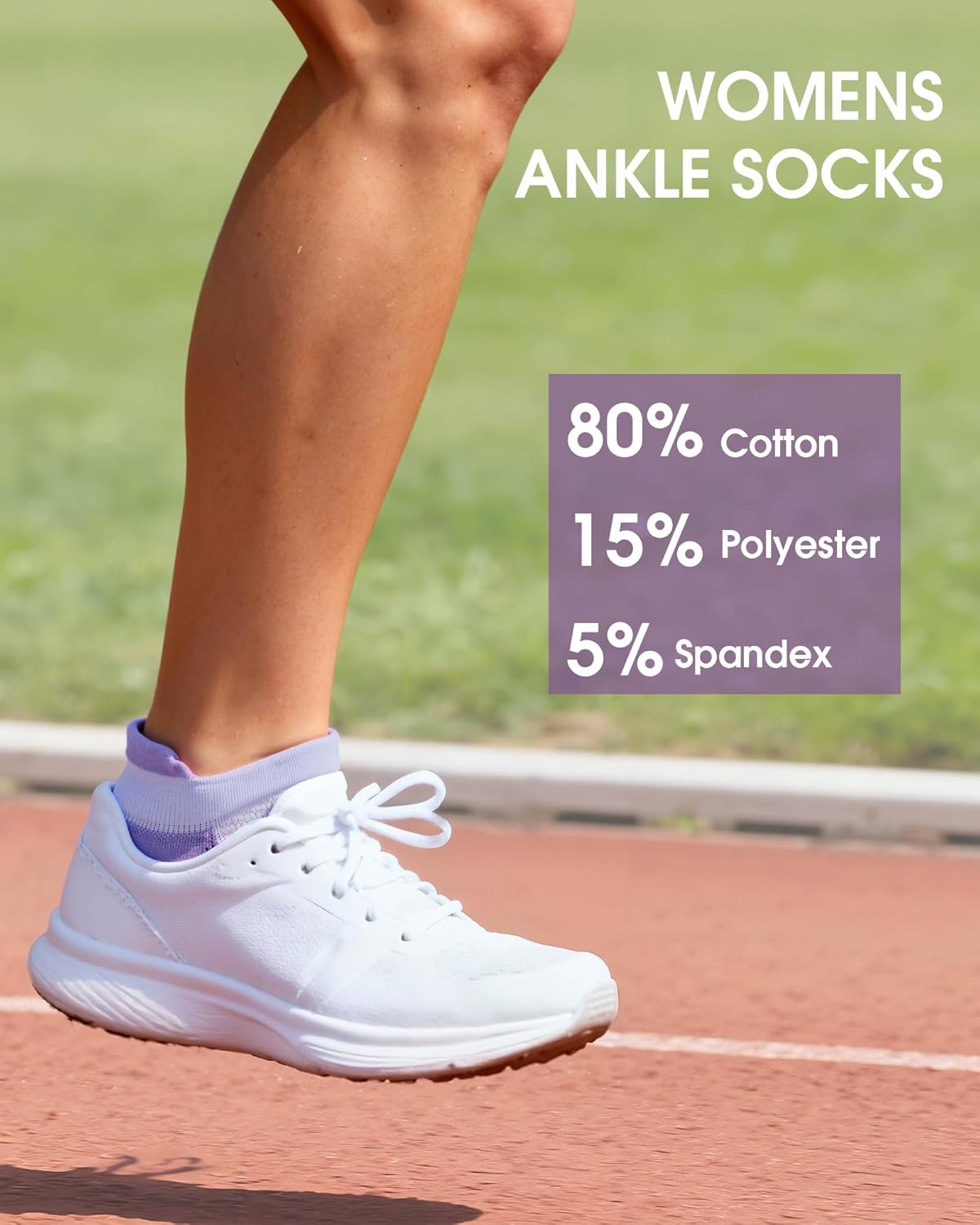 5 Pairs Womens Ankle Running Socks, Athletic Cushioned Tab Cotton Arch Support Crew Moisture Wicking Socks for Sport - Image 3