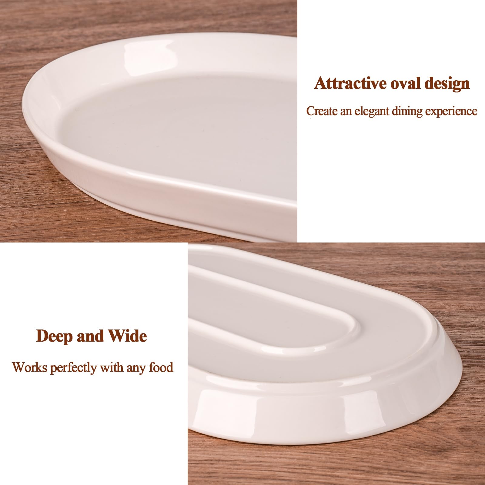 Taeochiy Piatto da portata grande da 35,6 cm, ovale grande, in ceramica, per intrattenimento, festa di Natale, set di 3, bianco