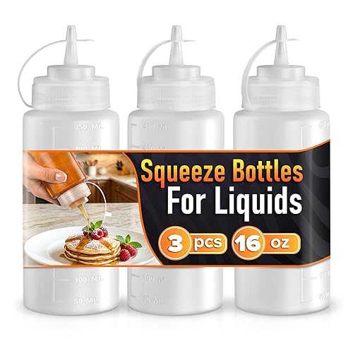 Miniatura 15 de Juego de 6 botellas invertidas para condimentos de 16 onzas, diseño mejorado con juntas de sellado adicionales, válvula de cierre automático