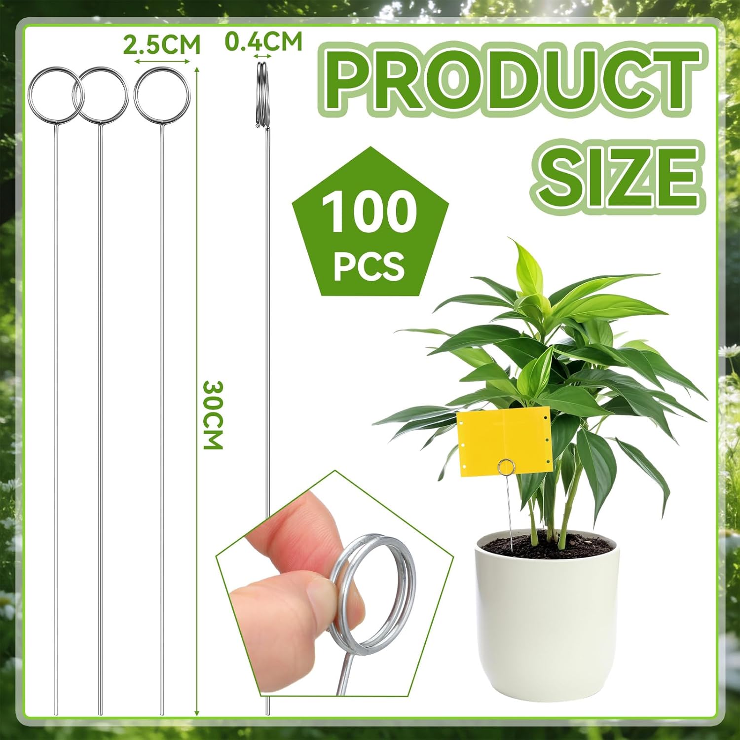 100 Pcs 12 Inch Long Wire Holder for Sticky Traps Metal Stake Holder for Yellow Sticky Traps to Stick Plant, Greenhouse and Garden Use Easy Installation (Silver)