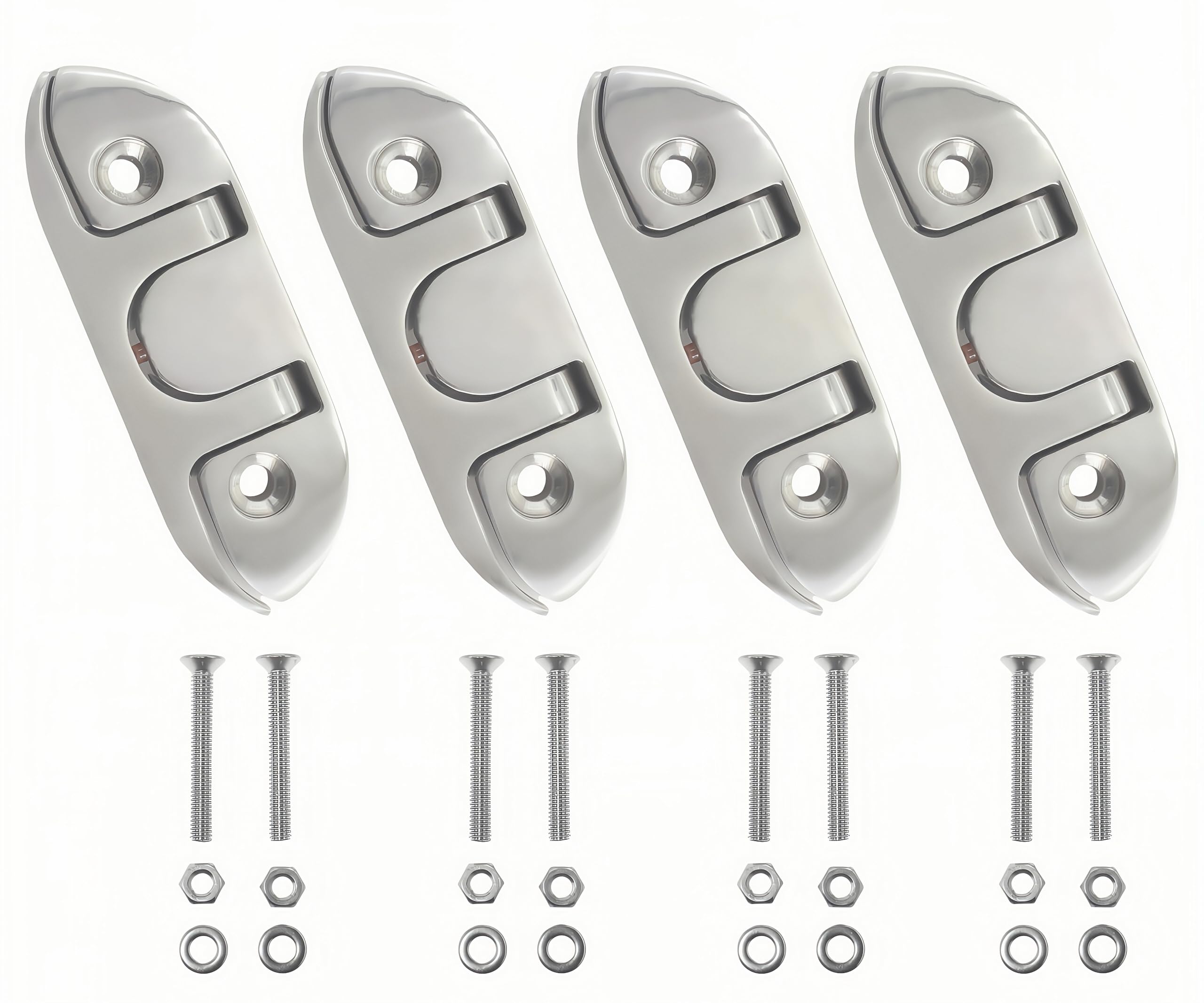 MuzixiLee 4.7 Inch Boat Folding Cleats, 316 Stainless Steel Flip up Dock Cleat Rope Cleat for Kayaks, Deck Lines & Mooring Accessories with Fasteners - Rust-Proof & Heavy-Duty (4 Pack)