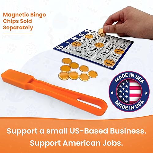 Miniatura 2 de MR CHIPS Varita magnética fabricada en Estados Unidos más 100 fichas magnéticas de bingo en naranja