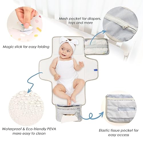 Miniatura 3 de Colorful Sprinkles Portable Changing Pad with Built-in Pillow, Waterproof Foldable Baby Diaper Changing Pads, Diaper Mat for Boys and Girls