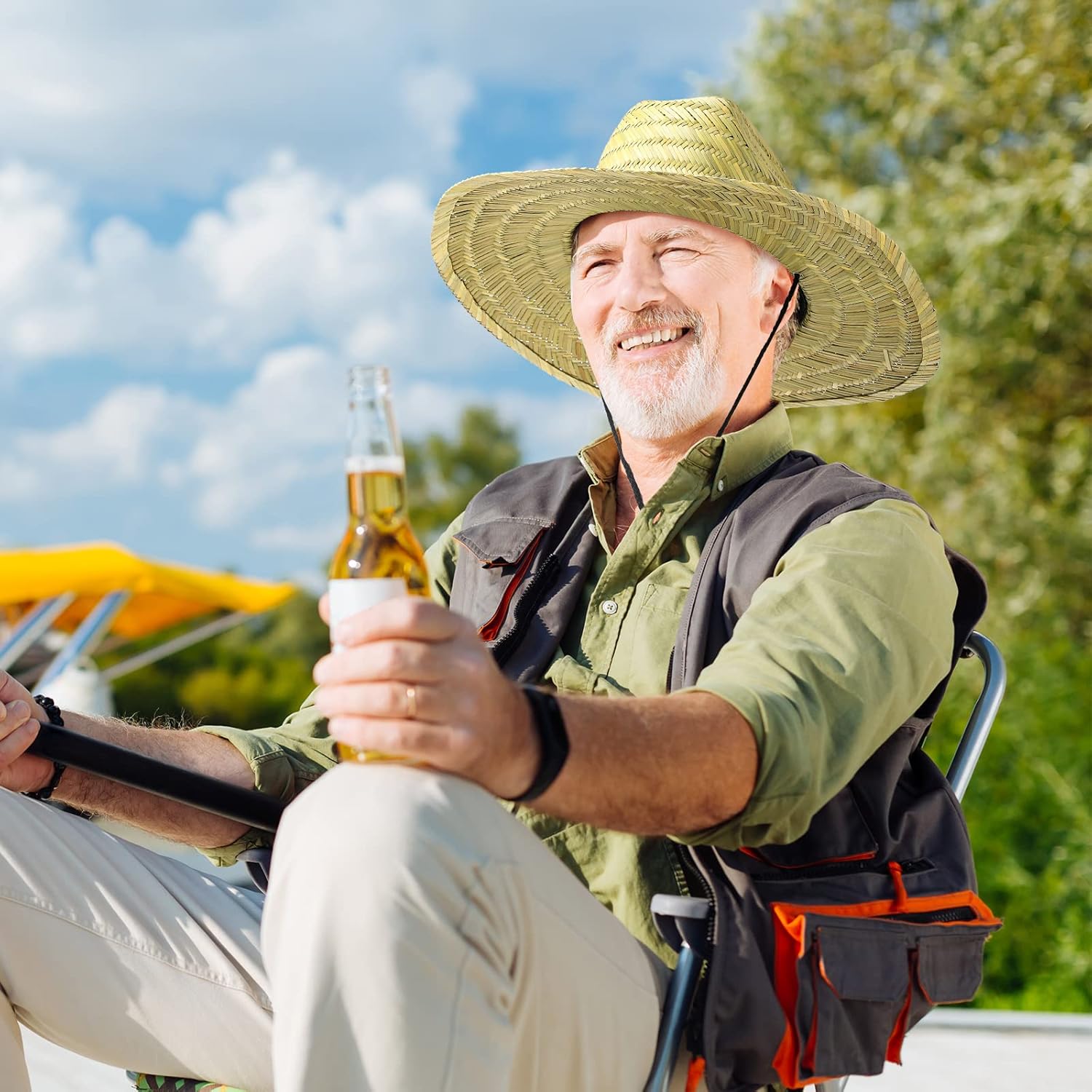 3 Pcs Men's Classic Straw Hat Summer Sun Beach Hat Wide Brim Sun Outdoor Hats for Men and Women - Image 3