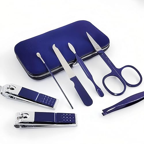 Miniatura 2 de Juego de manicura de 7 piezas, kit de cortaúñas, kit de manicura de acero inoxidable, herramientas de corte de uñas, kit portátil de aseo de viaje,