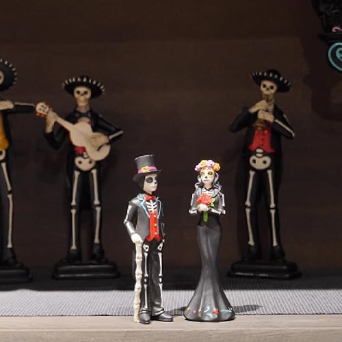 Miniatura 7 de Decoración de Halloween del Día de los Muertos, decoración de esqueleto para parejas, figuras de calavera de azúcar Día de los Muertos, decoración