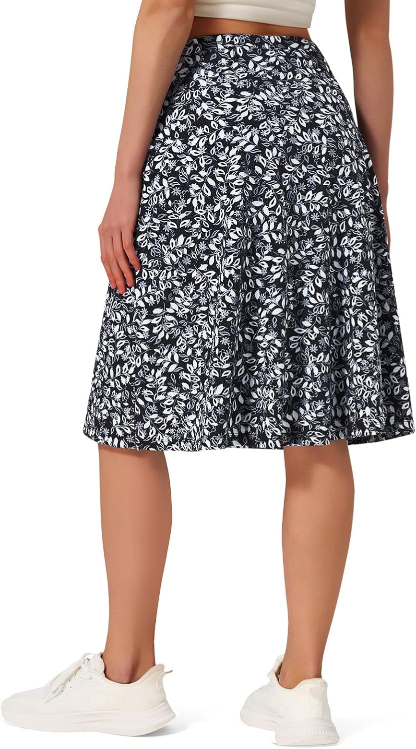 Women's Midi Length Skorts Skirts with 3 Pockets Modest Skirts Women's 24" Knee Length Skort