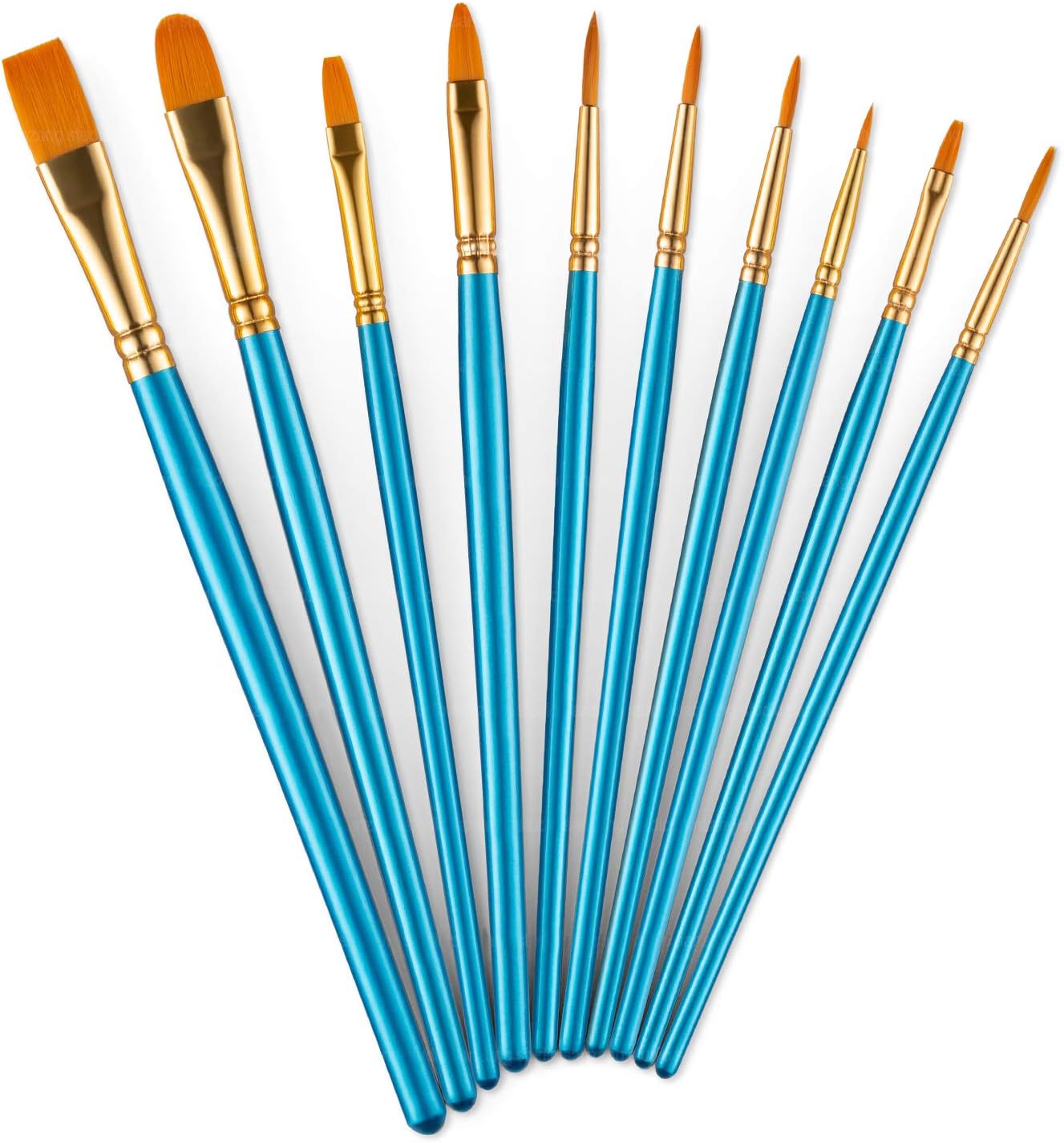Acrylic Paint Brushes Set, 10pcs Round Pointed Nylon Hair Paint Brush Set Fine Tip