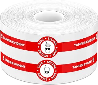 500 Pcs 1.25" x 9" Safe Secure Tamper Evident Seals Stickers for Drink Lids for Coffee Milk Tea Ice Cream Drink Lids Freshness Labels