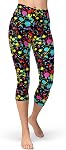 Sissycos 80s Capri Leggings Artistic Splash Printed Buttery Soft Cropped Stretch Pantalons 21" pour femme