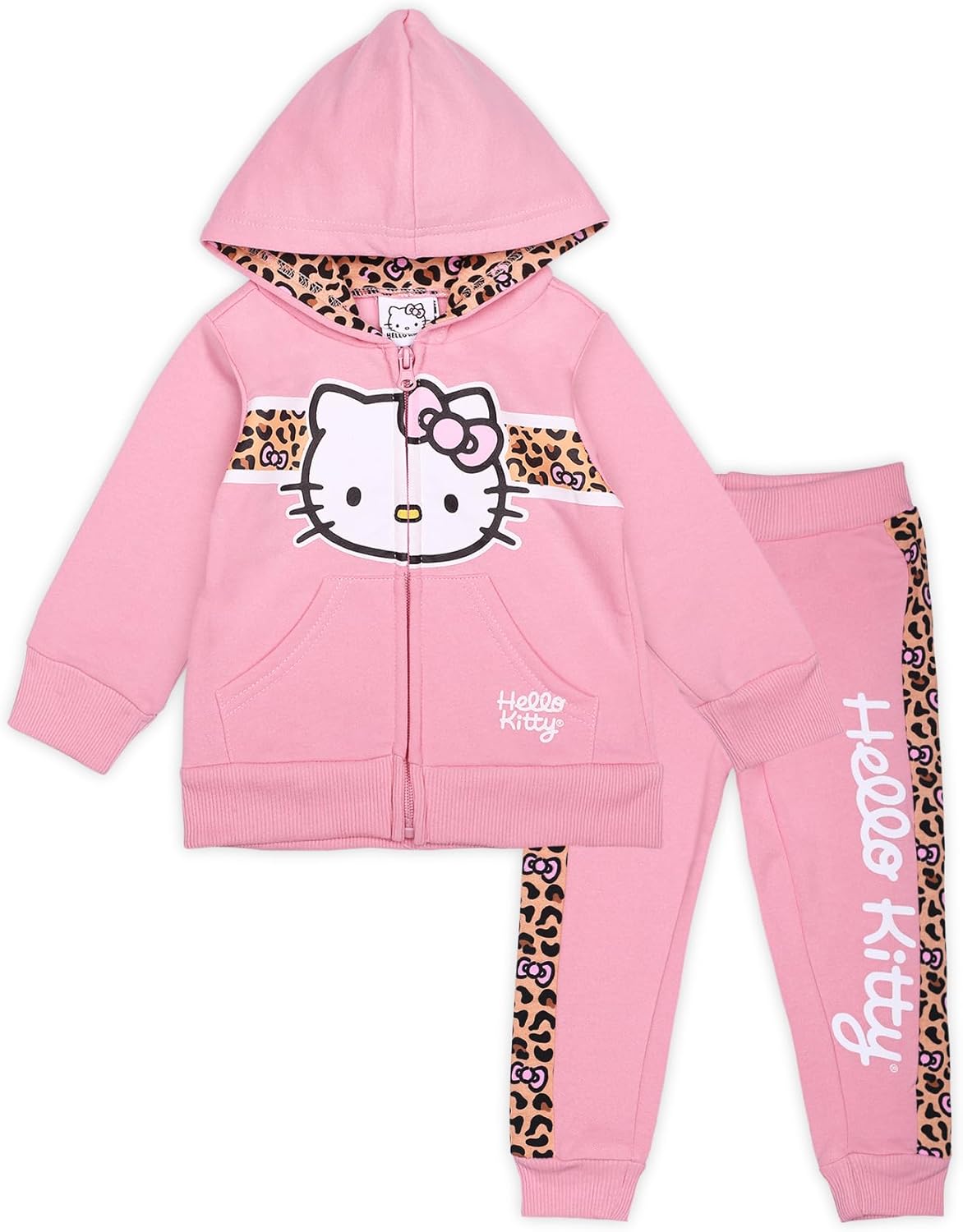 Hello Kitty Sanrio Girls 2 Piece Zip Up Hoodie and Pants Set for Infant, Toddler, Little and Big Kids