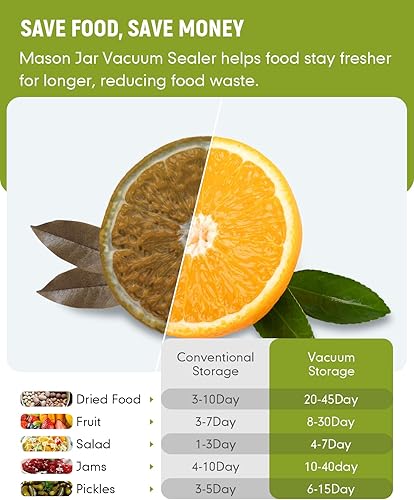 Miniatura 4 de Kit de sellado al vacío eléctrico de tarros Mason - Sellador al vacío inalámbrico todo en uno para tarros Mason de boca regular y boca ancha con