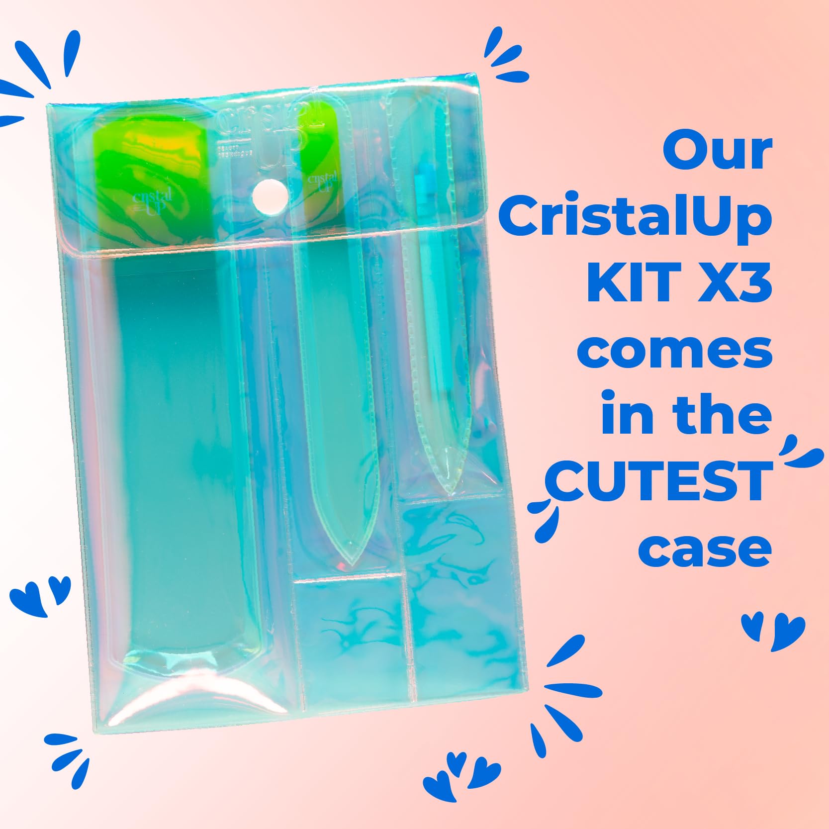 Juego de cuidado de cristales de iniciación – 3 piezas incluye raspador de pie de vidrio, lima de cristal mediana y palo de cutícula para uñas naturales, kit de lima de vidrio